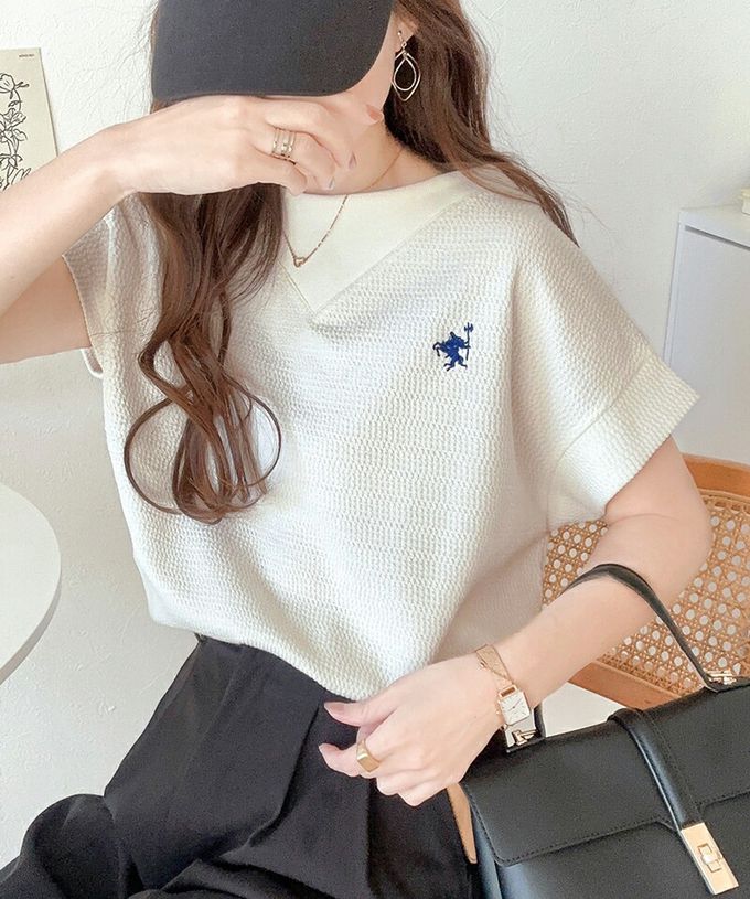 日本 Classical Elf - 有機棉logo刺繡法式袖上衣-黑