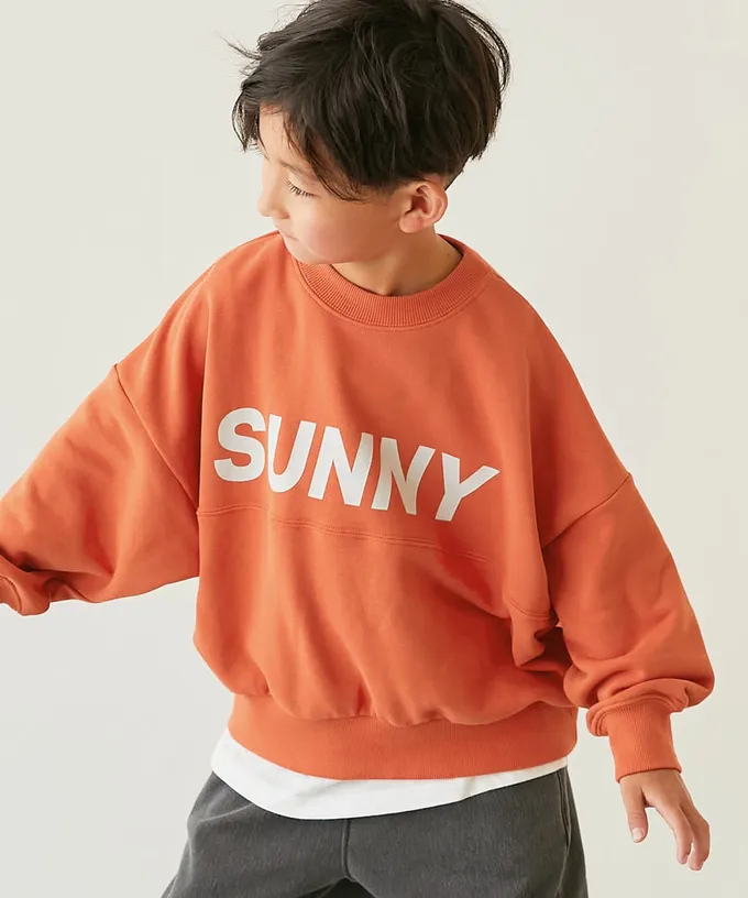 日本 devirock - 英文LOGO寬鬆感落肩長袖大學T-燕麥