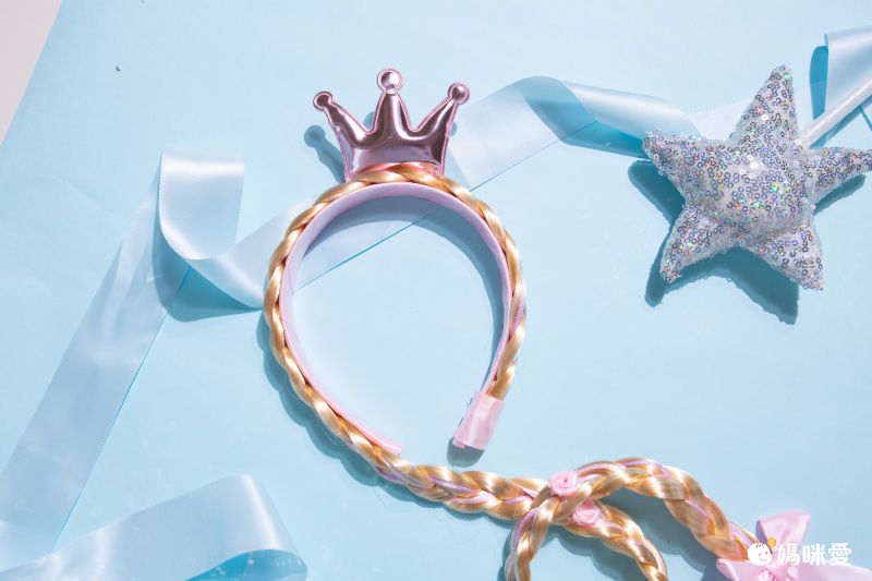 冰雪公主假髮頭飾-粉色皇冠-粉色