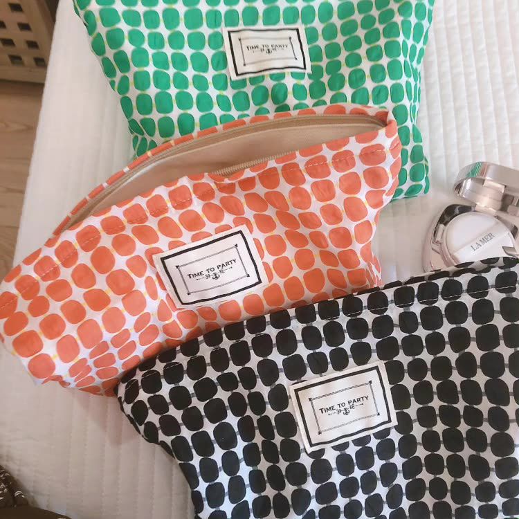 時尚幾何棉布小包/收納包-方形幾何-橘色 (27x18x5cm)