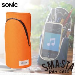 日本文具 SONIC - SONiC 直立式磁吸筆袋-亦可當手機架及收納袋-橘色
