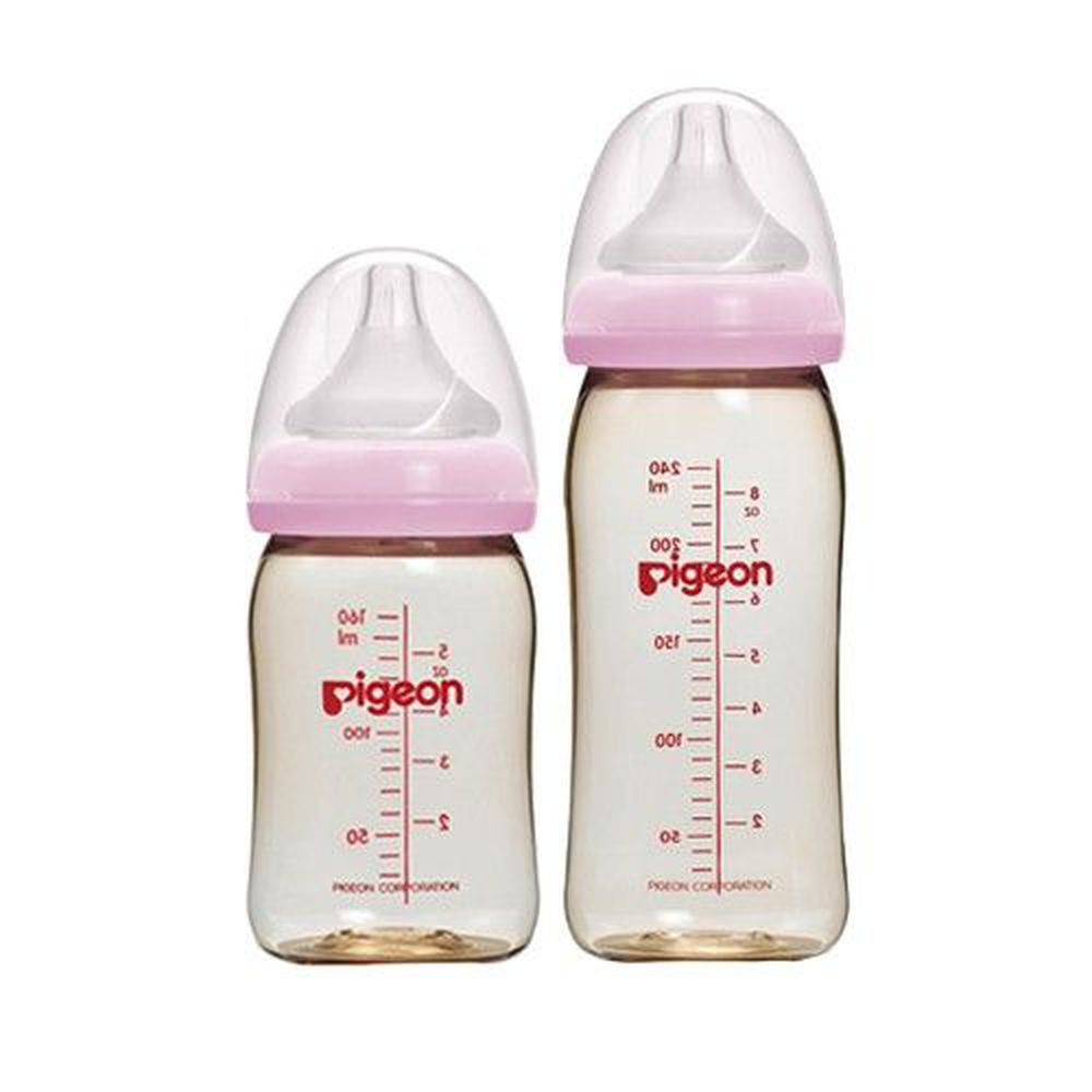 貝親 Pigeon - 母乳實感寬口 PPSU 奶瓶-附奶嘴-2入組-粉紅色-160mL(SS)x1+240mL(M)x1