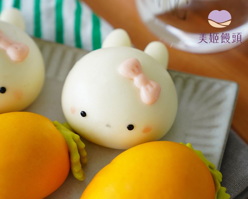 美姬饅頭 - 兔兔愛吃胡蘿蔔鮮乳造型饅頭-6入-35g/顆