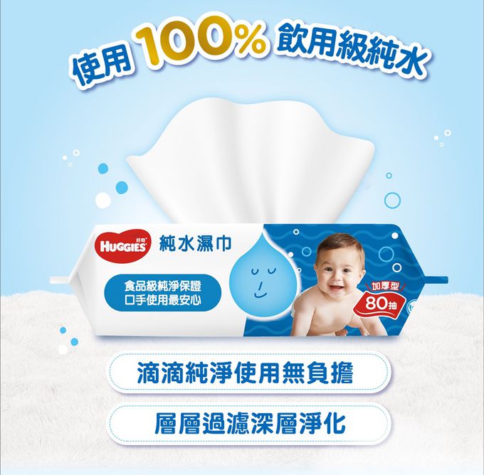 HUGGIES好奇 - 純水嬰兒濕巾一般型 100抽x3包x6組