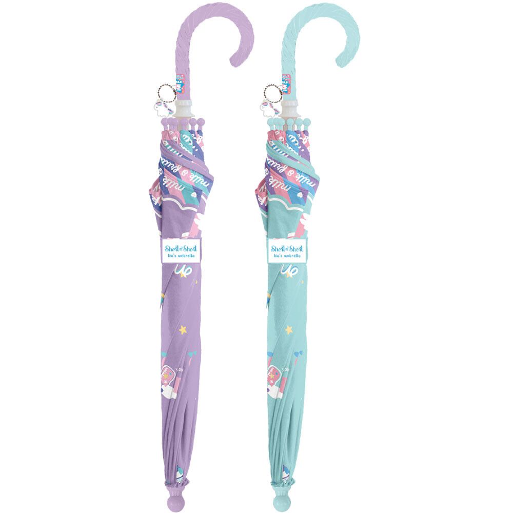 日本中谷 - 透明窗設計兒童雨傘/直傘-牛奶盒-粉紫 (45cm(身高105-115cm))