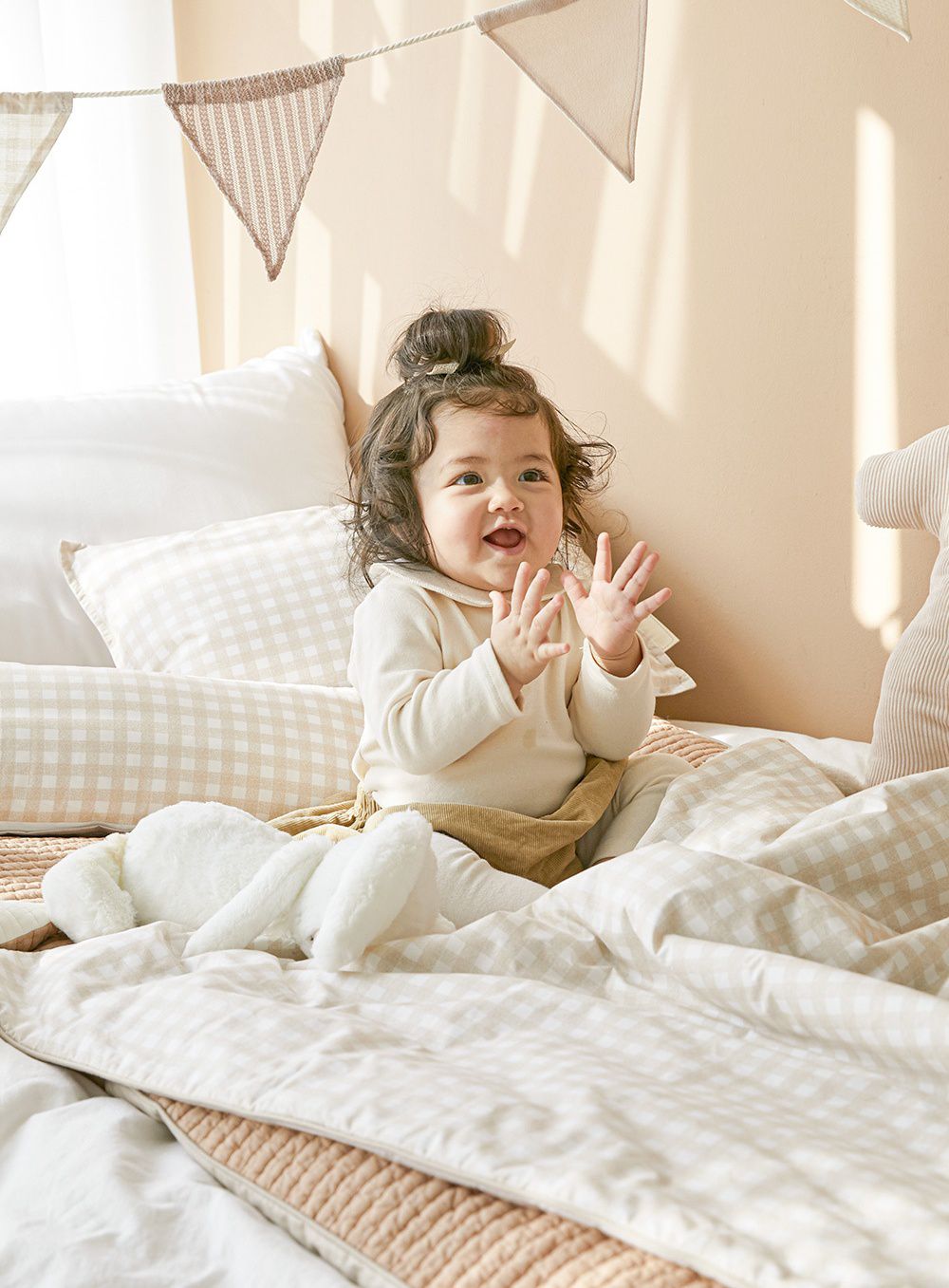 韓國 Bebe Deco - 6cm厚墊飯店級60支高密度棉睡袋-格子棕-被子*1, 睡墊*1, 枕套*1, 枕心*1, 防水收納袋*1