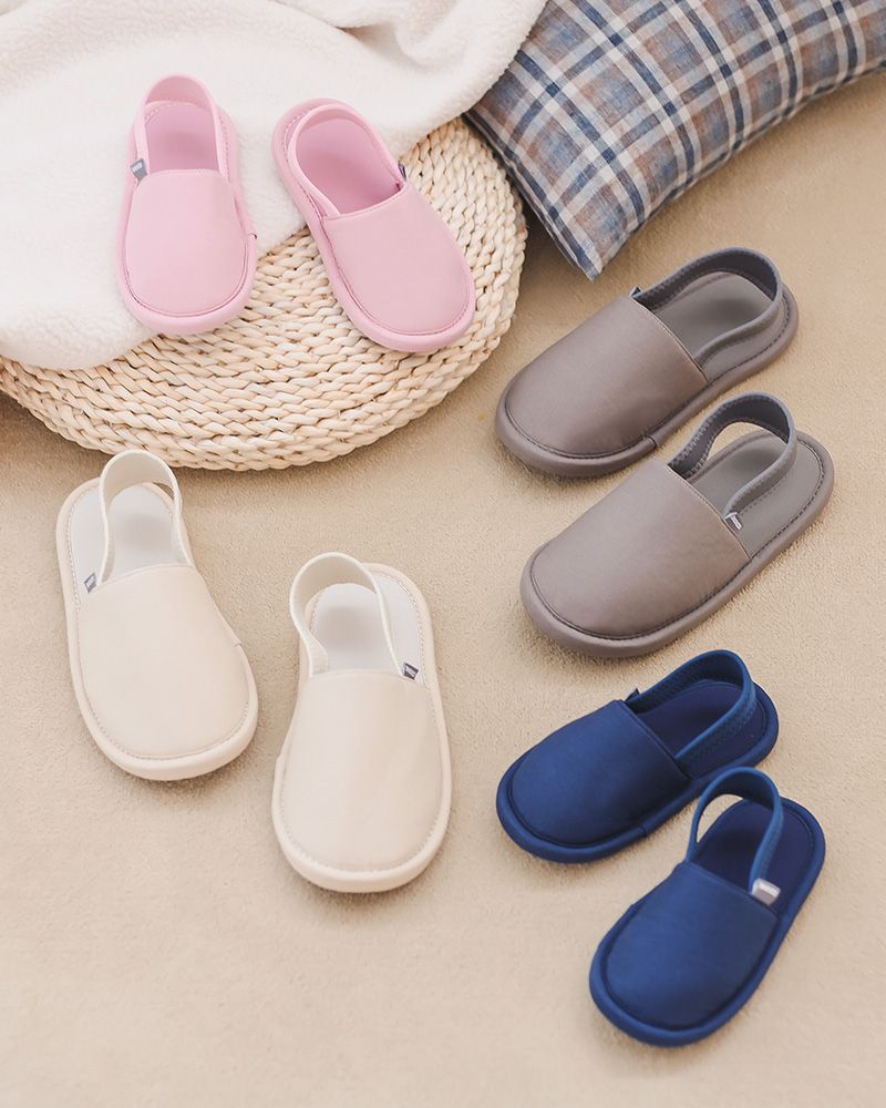 韓國 OZKIZ - 消音防滑室內鞋-鬆緊帶款(素色)-杏