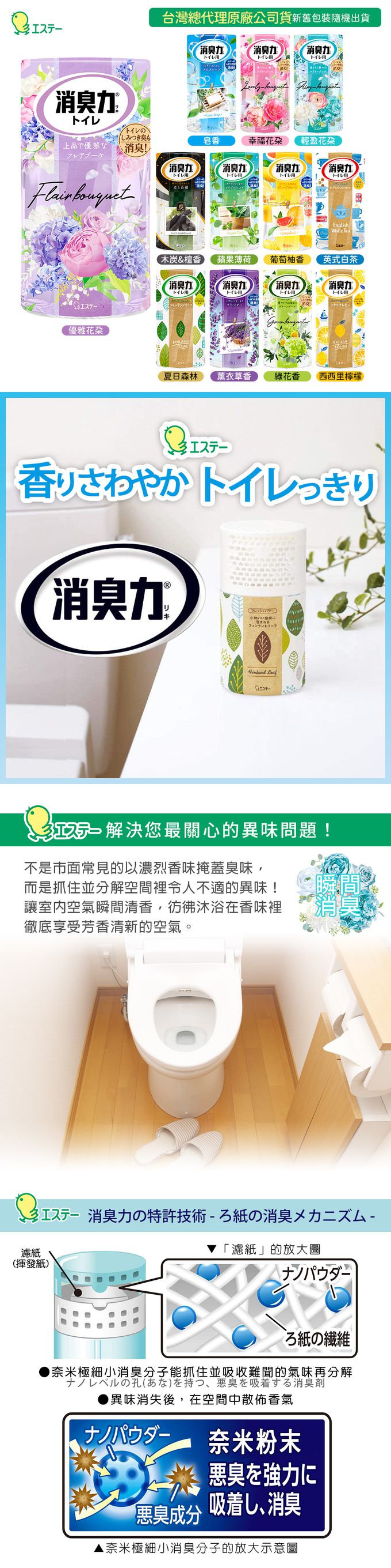 日本 ST 雞仔牌 - 浴廁芳香 消臭力-優雅花朵香-400ml