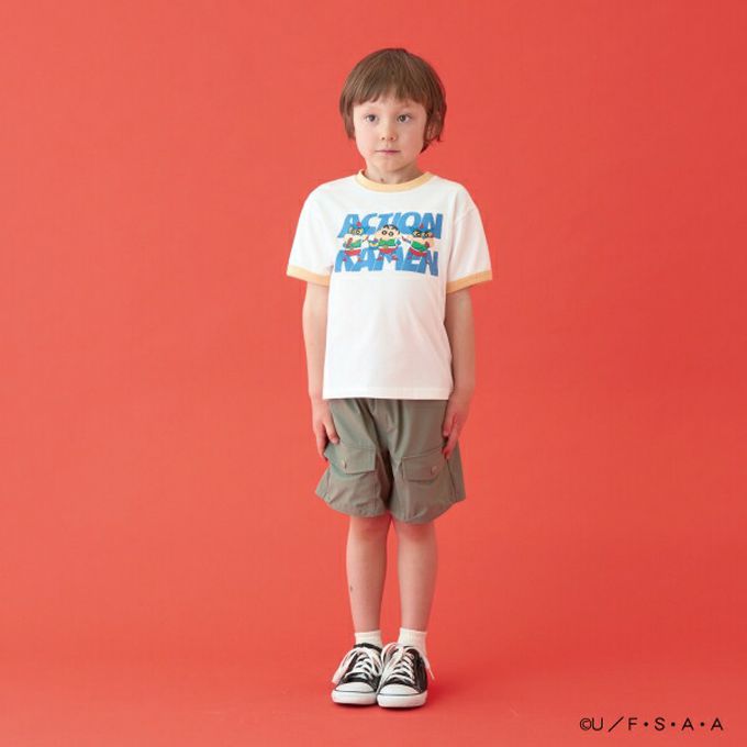 日本 b-ROOM - 聯名限定 短袖上衣-超人小新-鵝黃