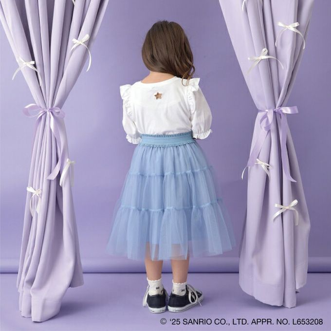 日本 Lycee mine - 可愛刺繡星星鏤空短袖上衣-卡通人物酷洛米-紫丁香