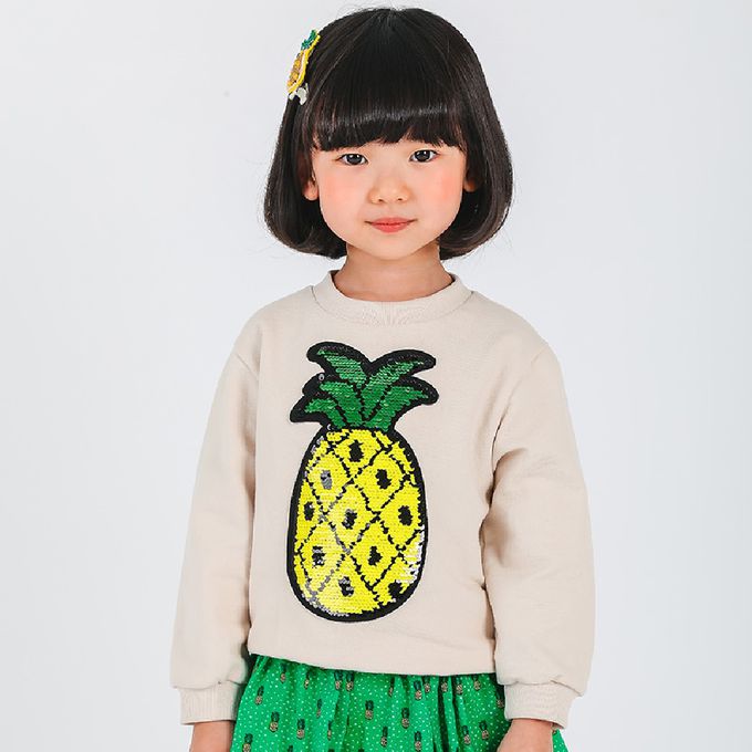 韓國 OZKIZ - 閃亮變色長袖大學T-鳳梨