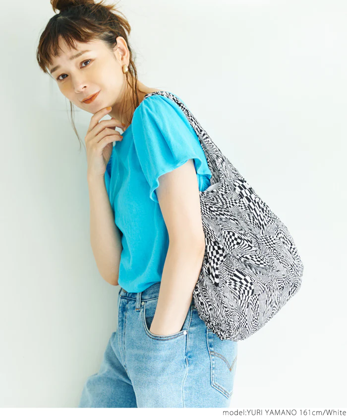 日本 COCA - 泡泡皺褶伸縮容量環保袋-手提/肩背款-暗夜海洋