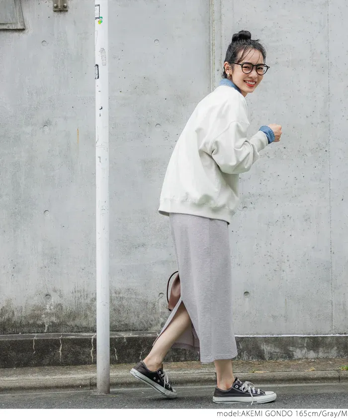 日本 COCA - 棉混彈性修身長裙-深綠