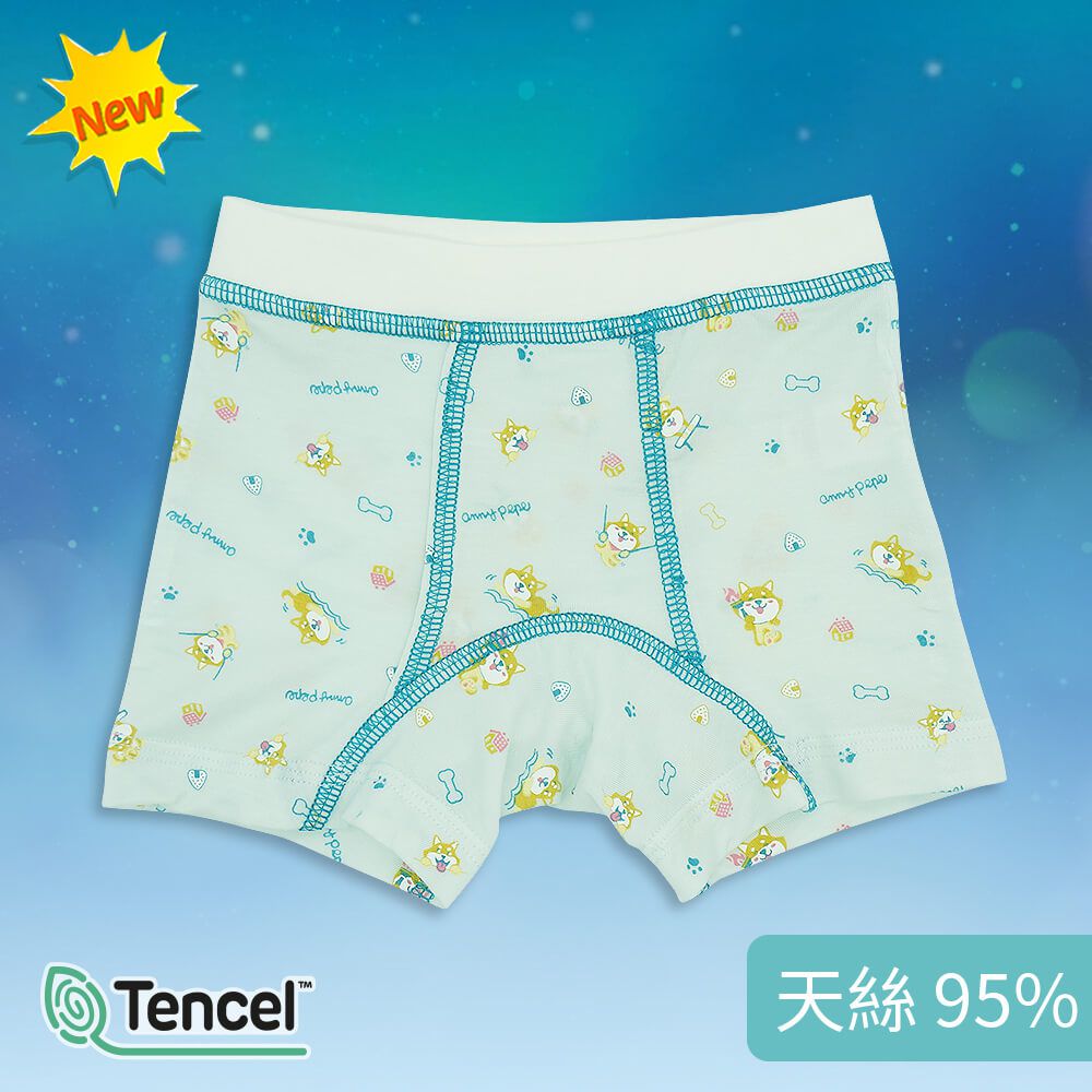 Annypepe - 男童95%天絲柴犬四角褲-藍綠 (100-150cm)