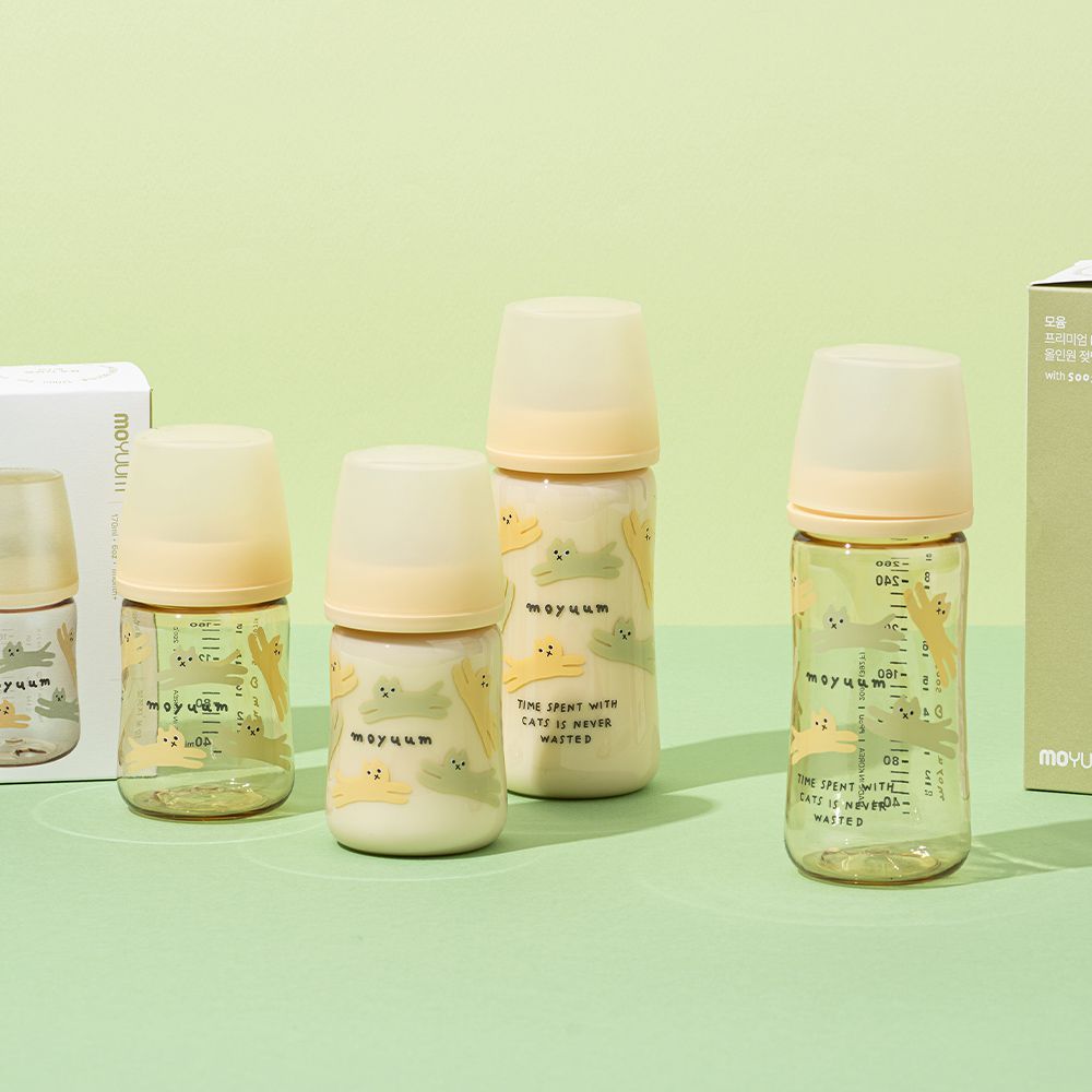 第三代PPSU寬口奶瓶 設計款-貓咪夢境(1m+)-檸檬黃-170ml