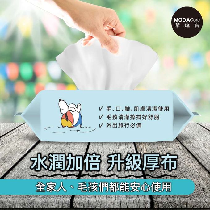 芊柔 - 芊柔SNOOPY史努比純水濕紙巾80抽*4包入(四款圖案限定版各一)摩達客推薦