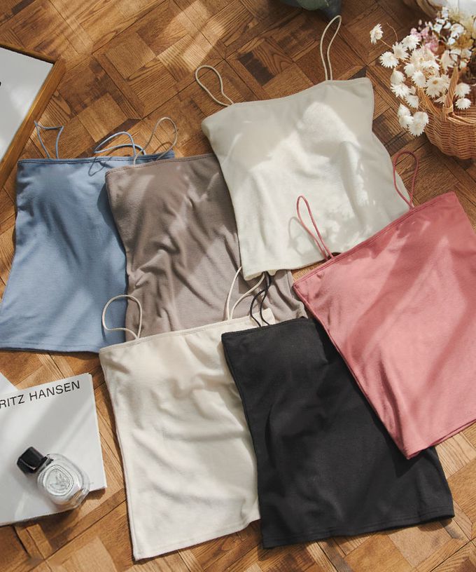 日本 Kobe Lettuce - 人氣款！彈性細肩帶內搭背心(附Bra)-白 (M)