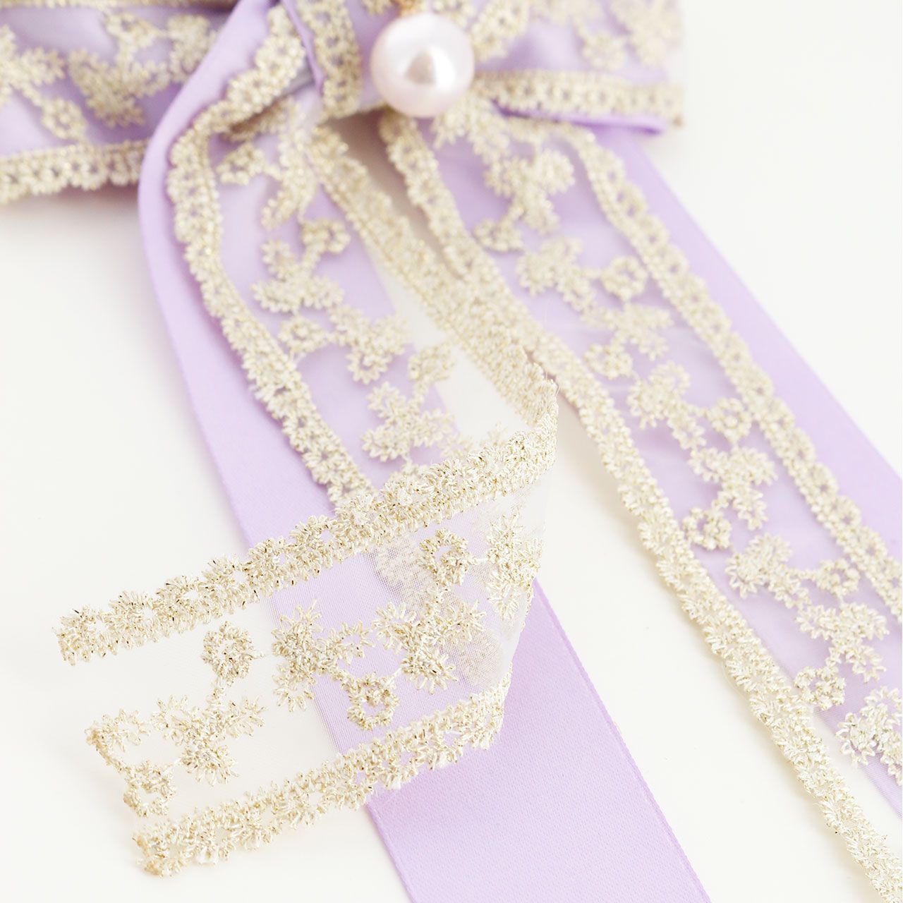 日本 Catherine Cottage - 歐式古典蕾絲公主蝴蝶結髮夾-象牙白