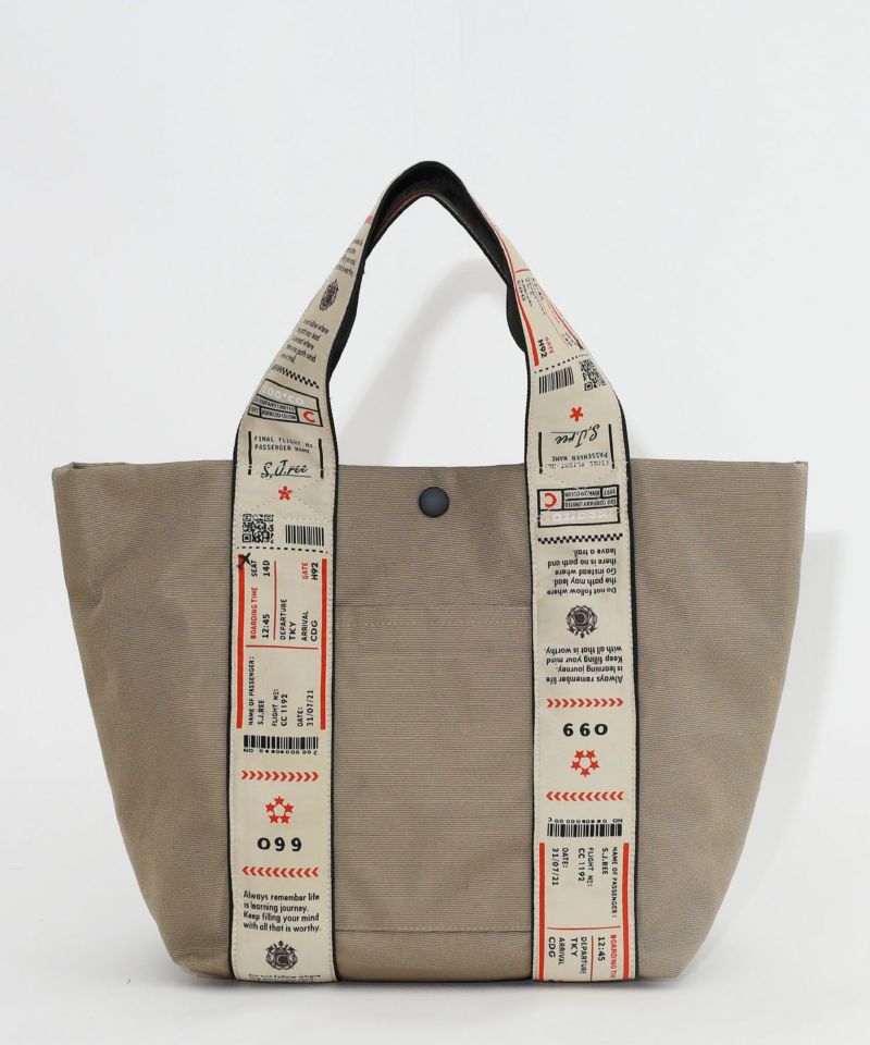 日本 COOCO - 尼龍印花粗帶手提包/托特包-黃 (W24*H26*D14cm)