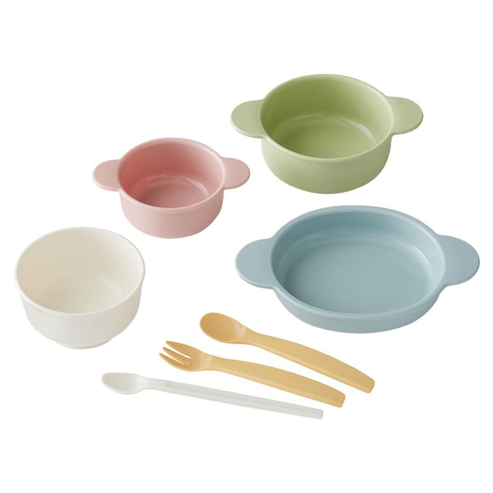日本 Combi - 日式離乳收納餐具7件組-5個月起