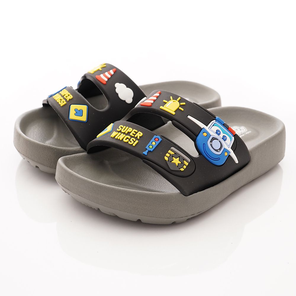 Super Wings - 卡通童鞋-超輕量拖鞋款(中小童段)-灰黑-日本尺寸cm