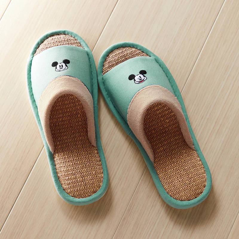 日本千趣會 - 迪士尼 棉麻編織透氣室內拖鞋-101忠狗-粉杏