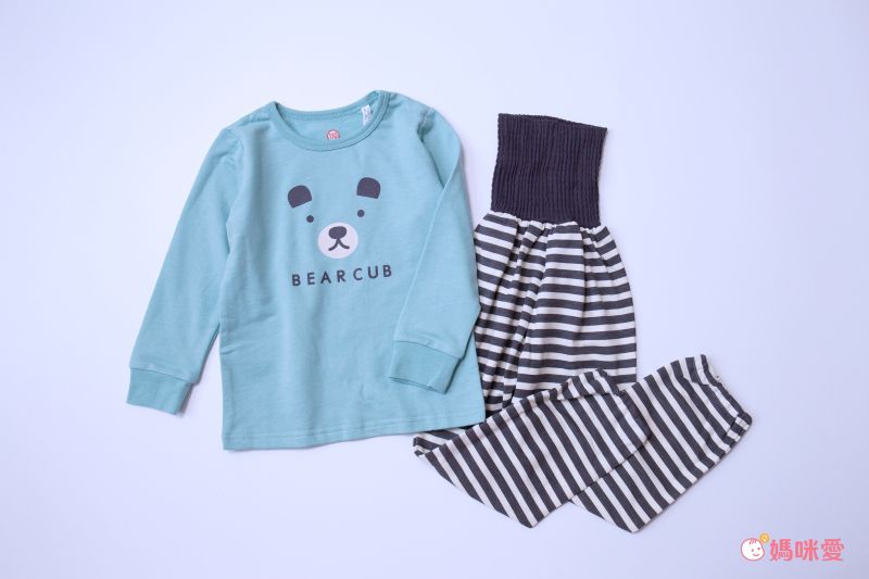 日本 ZOOLAND - 童趣印花圓領長袖上衣-吊帶小熊-薄荷綠