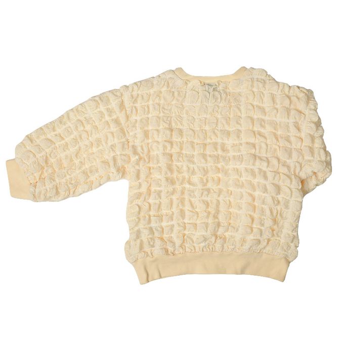 akachan honpo - T恤-紋理感布料-奶油色