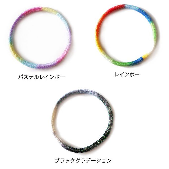 日本 Melody Accessory - 日本製 專利耐用漸層金蔥髮圈(5入組)-粉彩彩虹