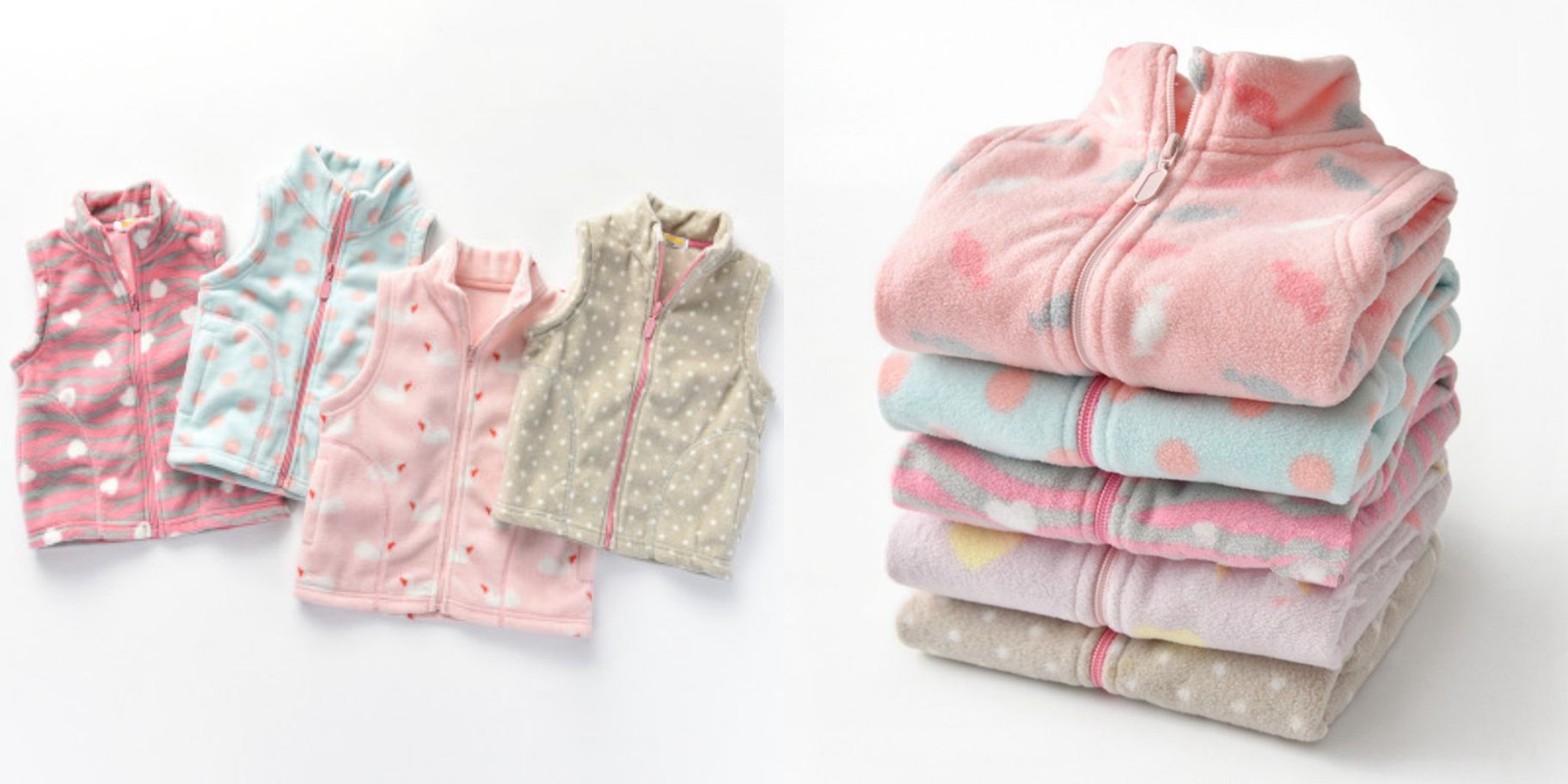 Fleece搖粒絨兒童外套-淺紫菱格紋