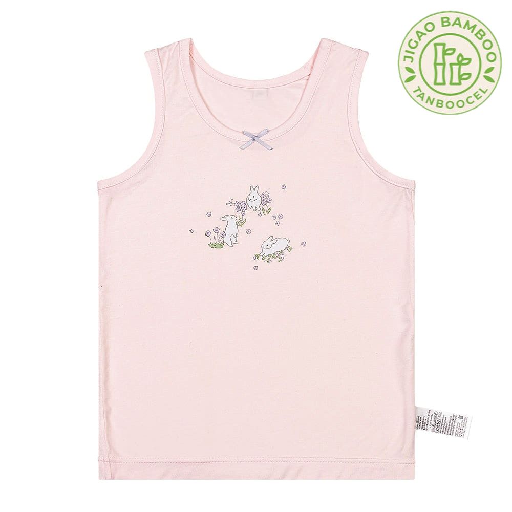 竹纖維抗菌除臭透氣背心內衣(女寶)-花園兔兔插畫-粉