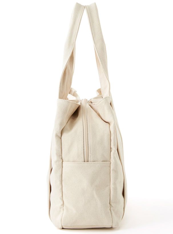 日本 GRL - 大容量多夾層帆布肩背包/托特包-米杏 (F)