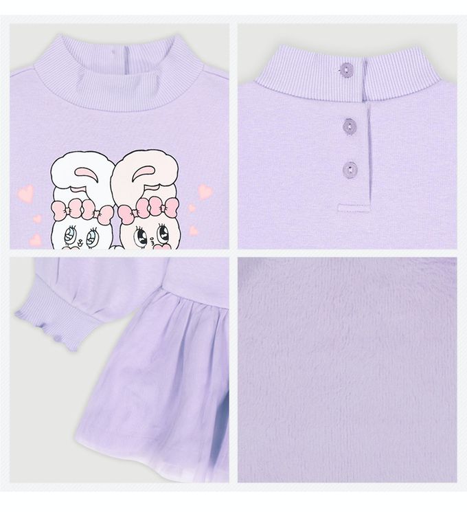 韓國 milk mile - (聯名款)LOVELY BEBE內刷毛拼接上衣-紫