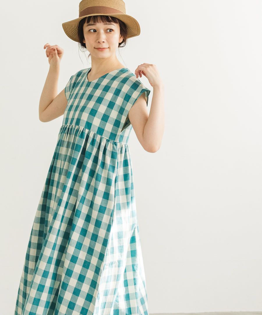 日本 PAIRMANON - 前後兩穿寬鬆短袖洋裝(媽媽)-素色-墨綠 (FREE)