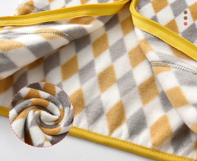 Fleece搖粒絨兒童外套-黃灰菱格