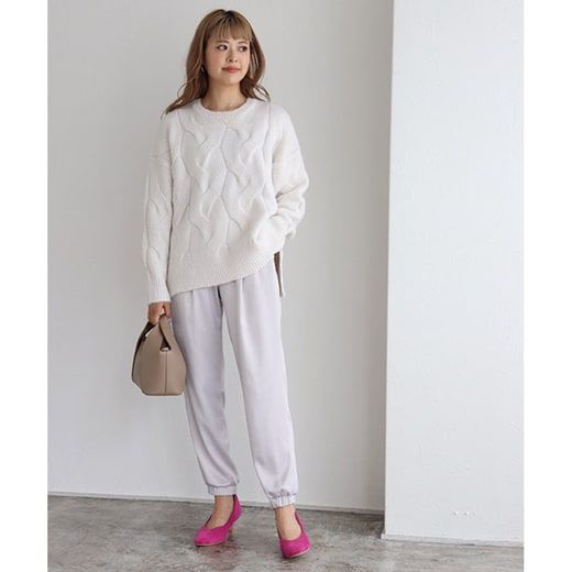 日本 Pierrot - 柔軟波浪紋針織毛衣-簡約黑