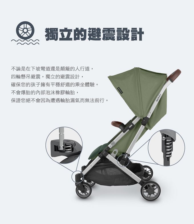 美國UPPAbaby - 『週年慶限定組+旅行袋』【UPPAbaby】MINU V2魅力都會時尚推車-四色可選(贈:原廠杯架/內含:擋雨罩) (天峰藍CHARLOTTE)