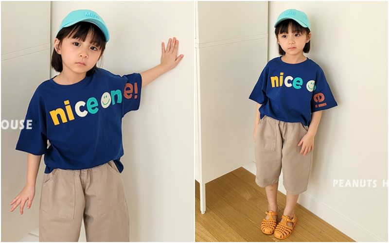 韓國 Peanuts House - 彩色NICE T-深藍