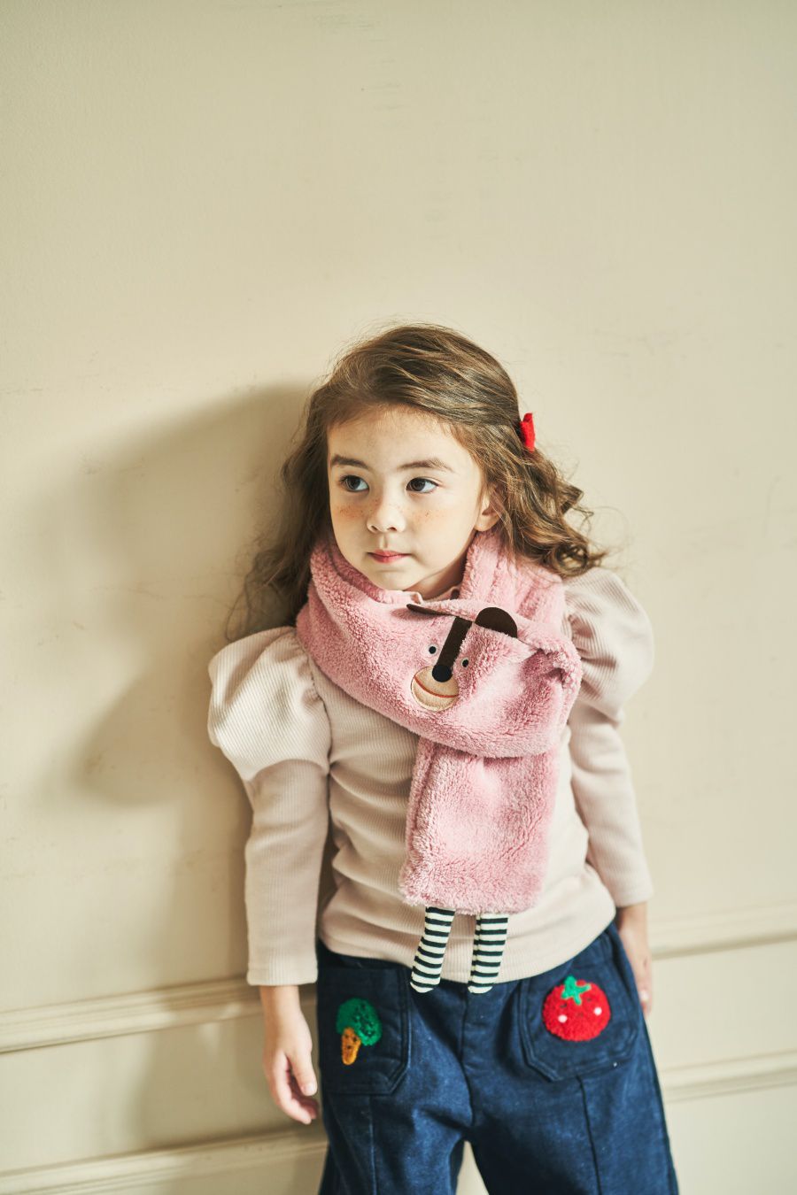 韓國 Mimico - 絨毛動物圍巾-粉紅