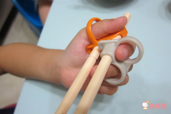 日本 Combi - 三階段彈力學習筷-右手-大象藍+贈學習筷環保收納袋