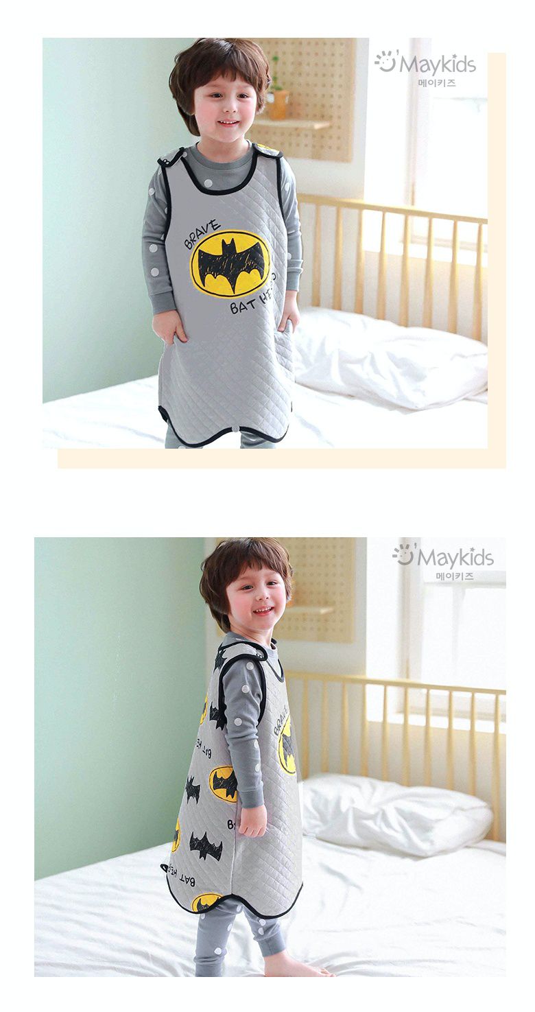 韓國 Maykids - 有機棉鋪棉保暖防踢被-灰色蝙蝠