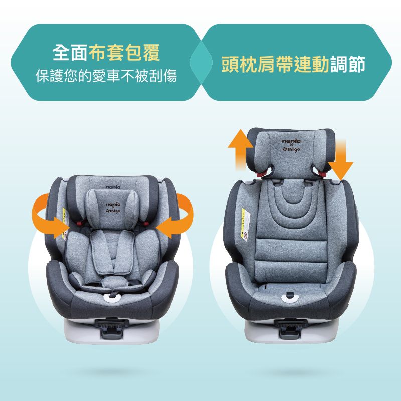 法國納尼亞Nania - SL支撐腳0-12歲ISOFIX汽座-藍-贈同色新生兒頂蓬