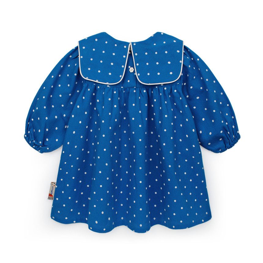 韓國Pimpollo - 動物印花圓點翻領洋裝-藍