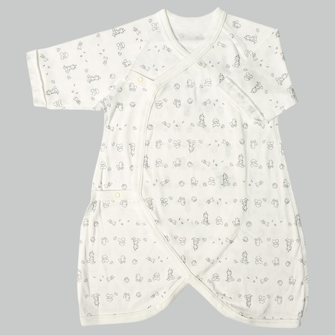 akachan honpo - 長袖蝴蝶裝2件組-按扣款 玩具箱-米白色 (50~60cm)