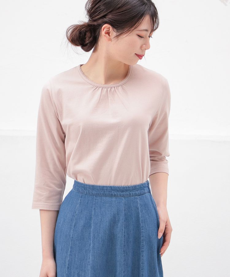 日本 Honeys - 舒適純棉七分袖上衣-薄荷