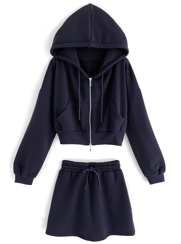 日本 GRL - 休閒風連帽外套短褲兩件式套裝-淺米杏 (F)