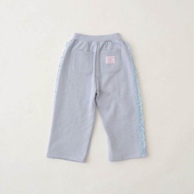 日本 Lycee mine - 側邊薄紗荷葉休閒長褲(不易起毛球)-炭灰