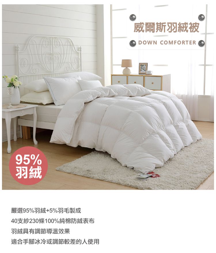鴻宇 HongYew - 威爾斯羽絨被 冬被 95%匈牙利羽絨 美國棉230織 純棉表布-雙人加大8X7