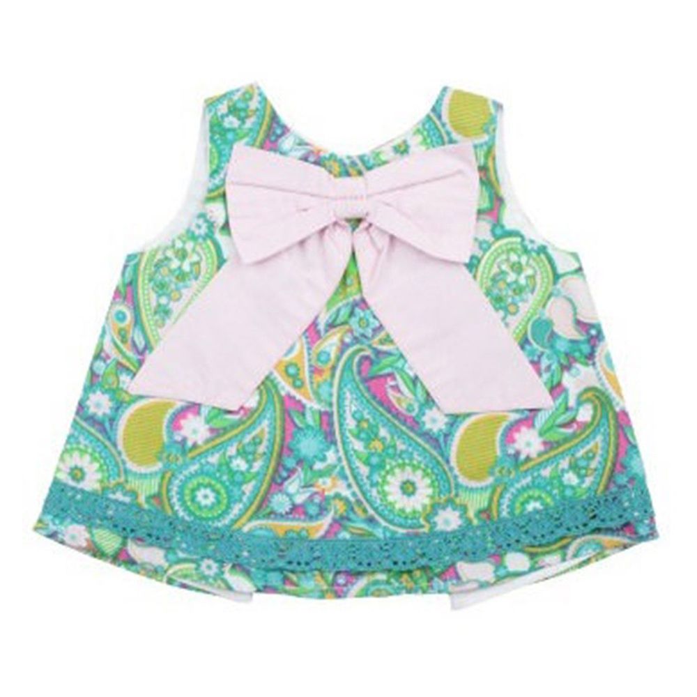 美國 RuffleButts - 小女童甜美荷葉邊搖擺衣/洋裝-綠色粉蝴蝶