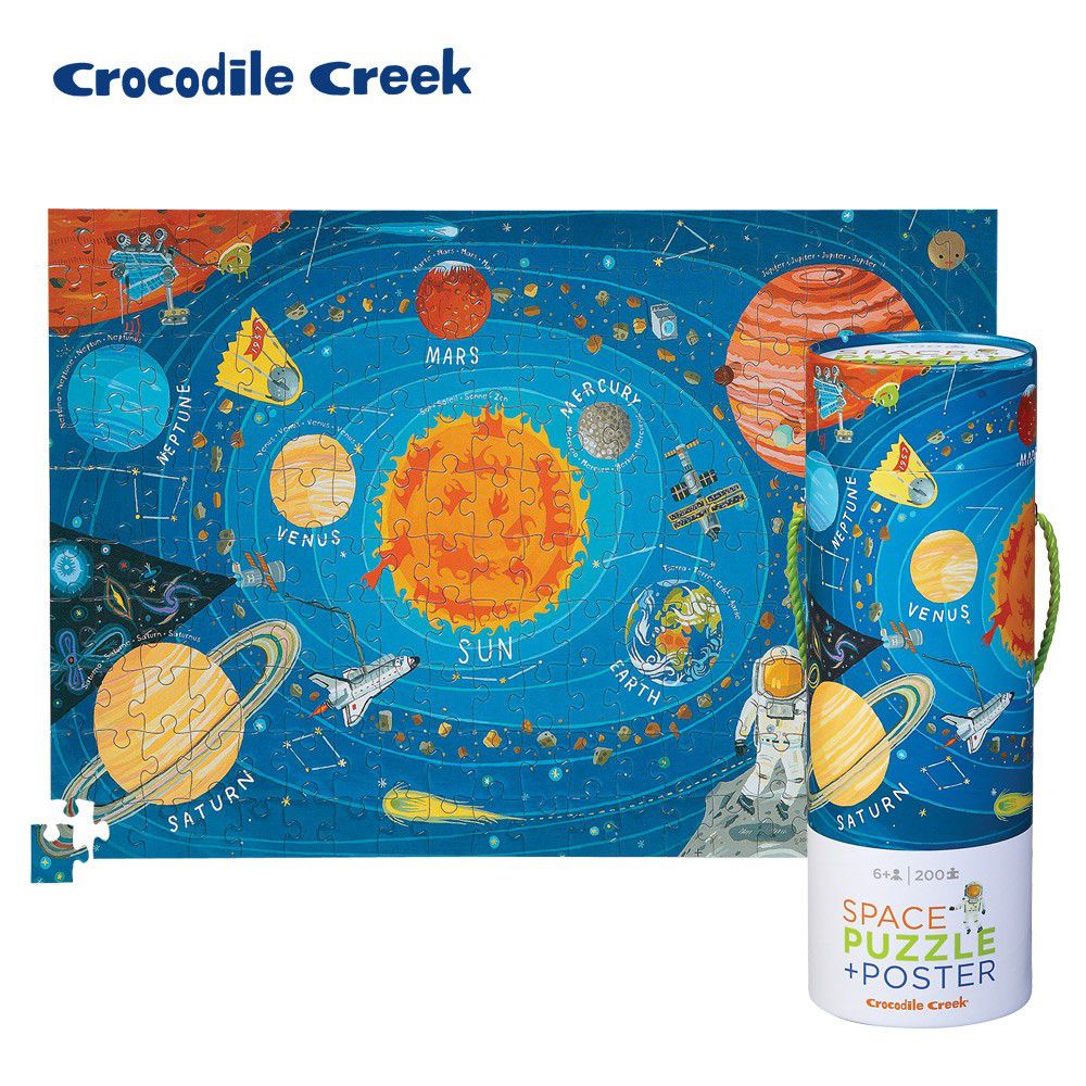 Crocodile Creek - 2合1海報拼圖系列-太空之旅 (200片)-6歲以上